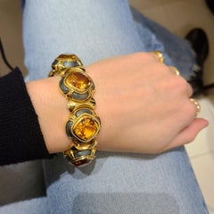 Leo De Vroomen in oro giallo 18KT, 60,65Ct. Bracciale Citrino e Smalto con taglio a cuscino