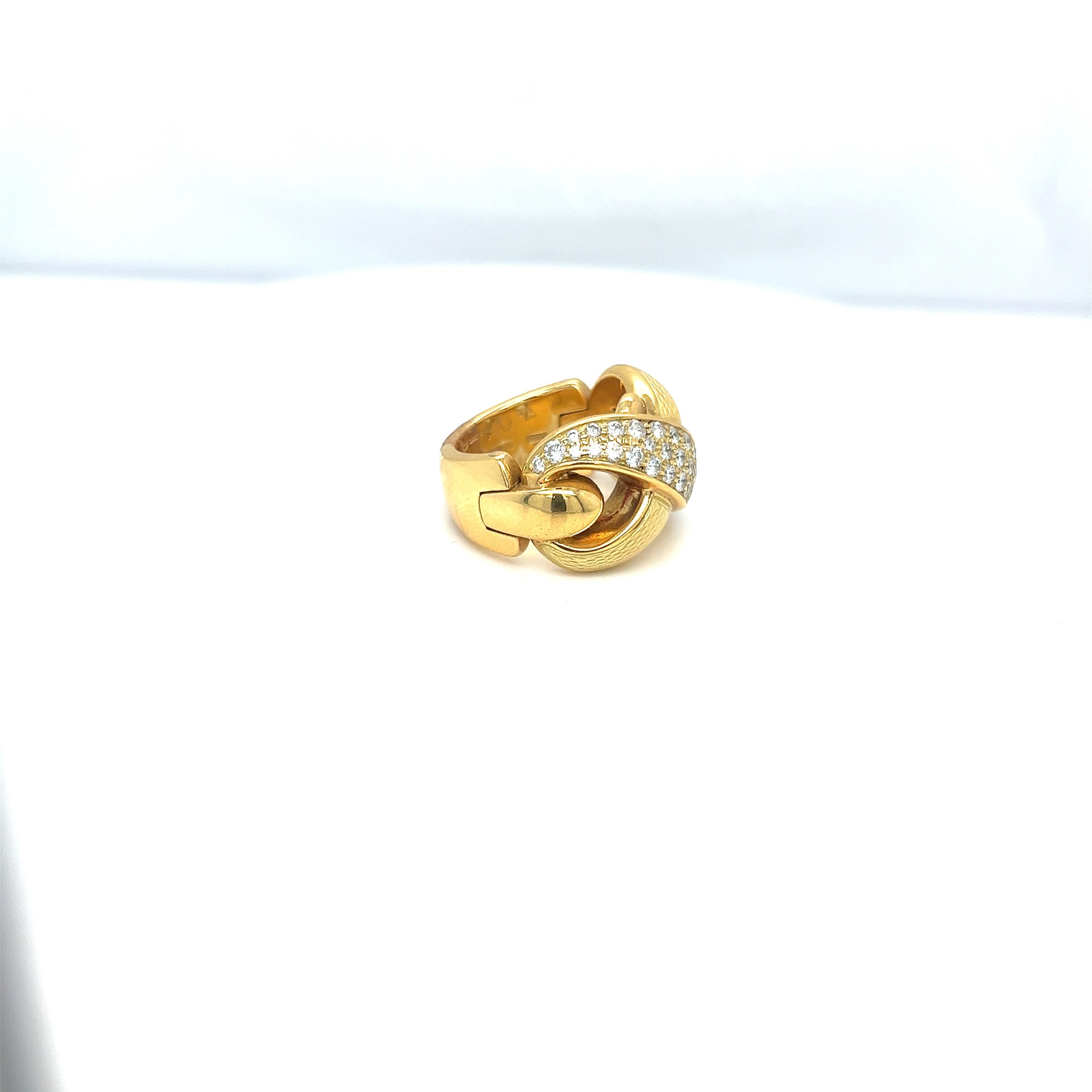 Contemporary Leo de Vroomen 18KT Yellow Gold .88Cts Diamond and Enamel Ring For Sale