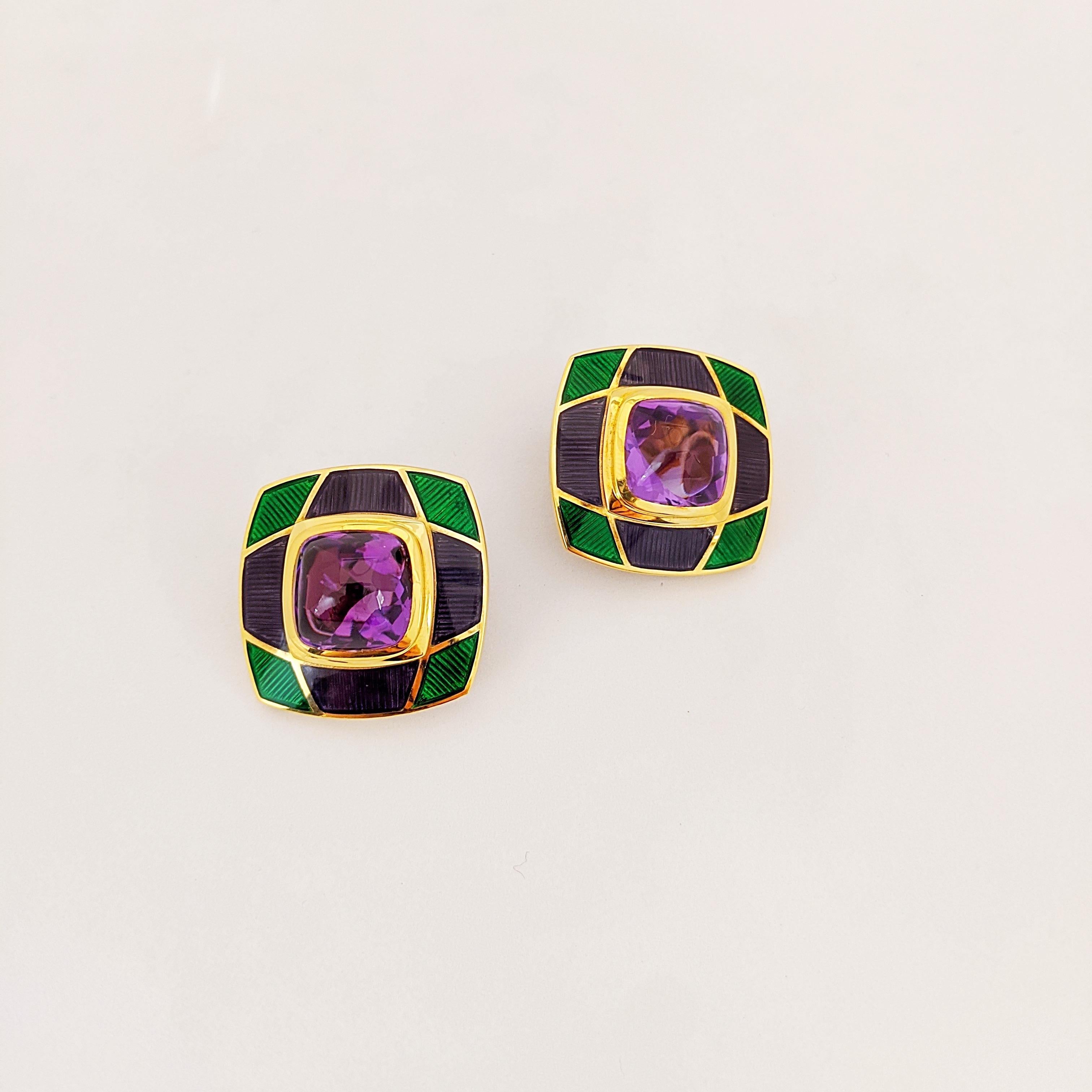 purple and green earrings
