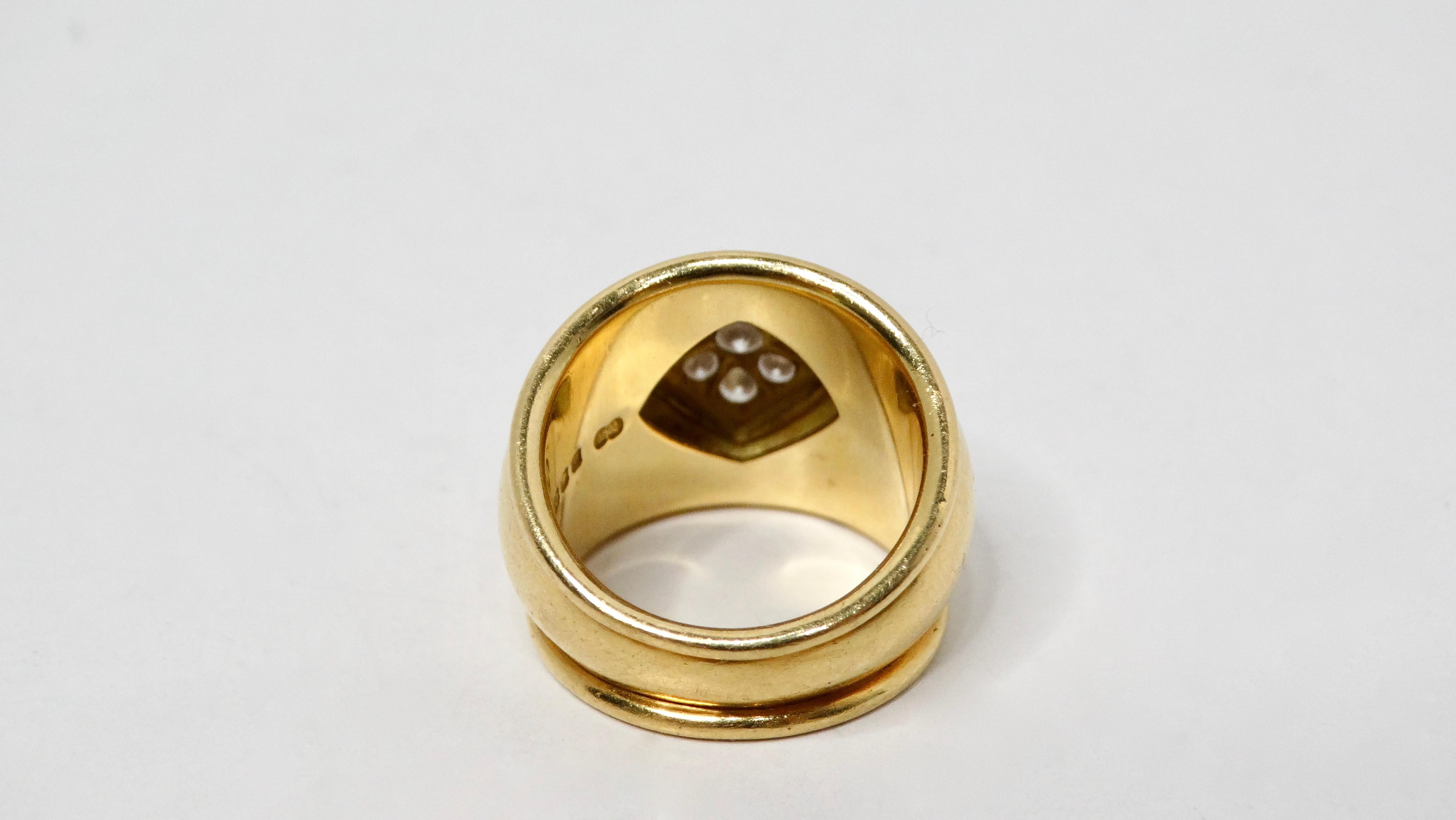 Leo De Vroomen 1980s 18k Gold & 9-Diamond Cluster Cocktail Ring In Good Condition For Sale In Scottsdale, AZ