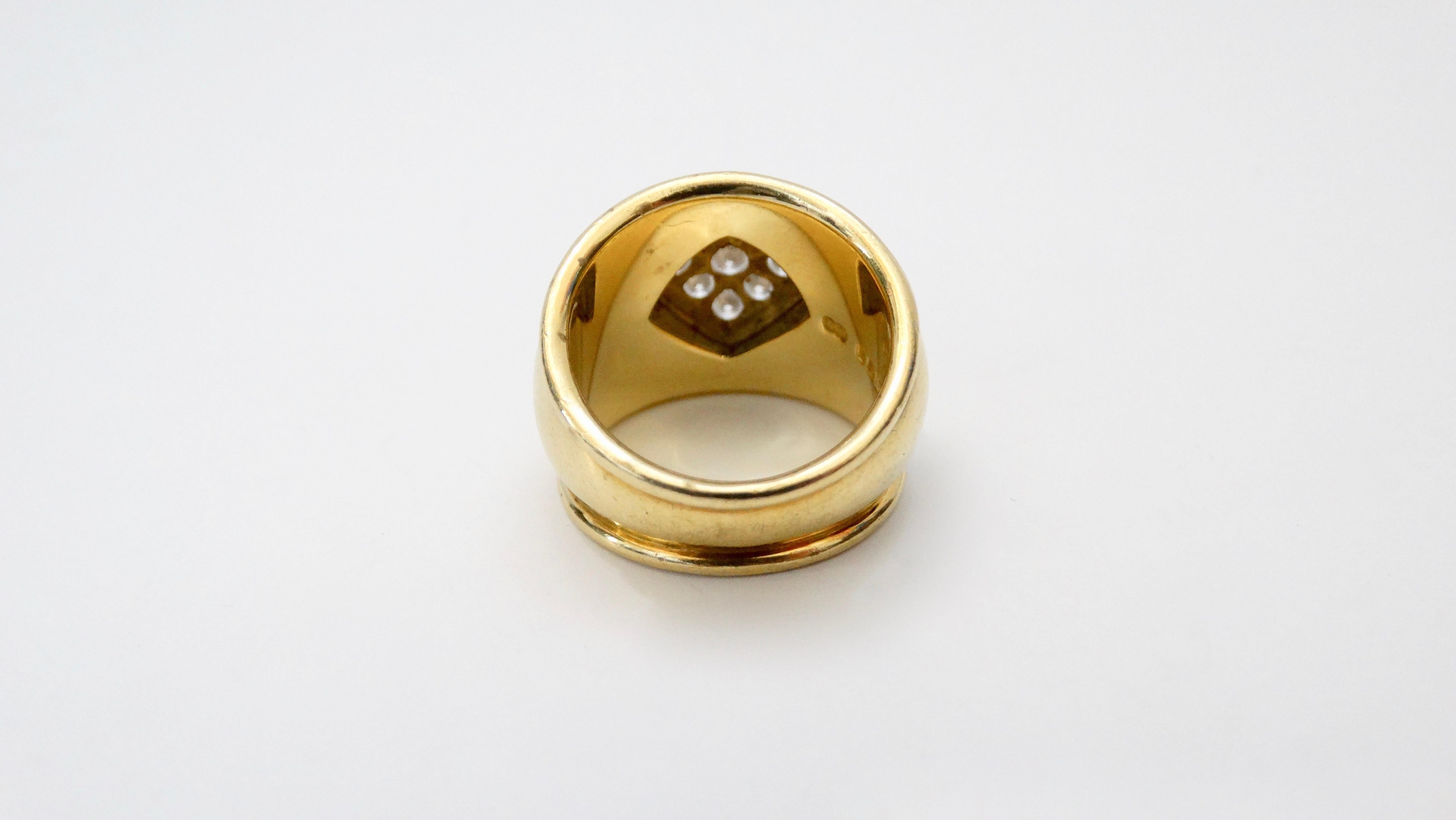 Leo de Vroomen 1980s 18k Gold Ring With Diamond Cluster  In Good Condition For Sale In Scottsdale, AZ