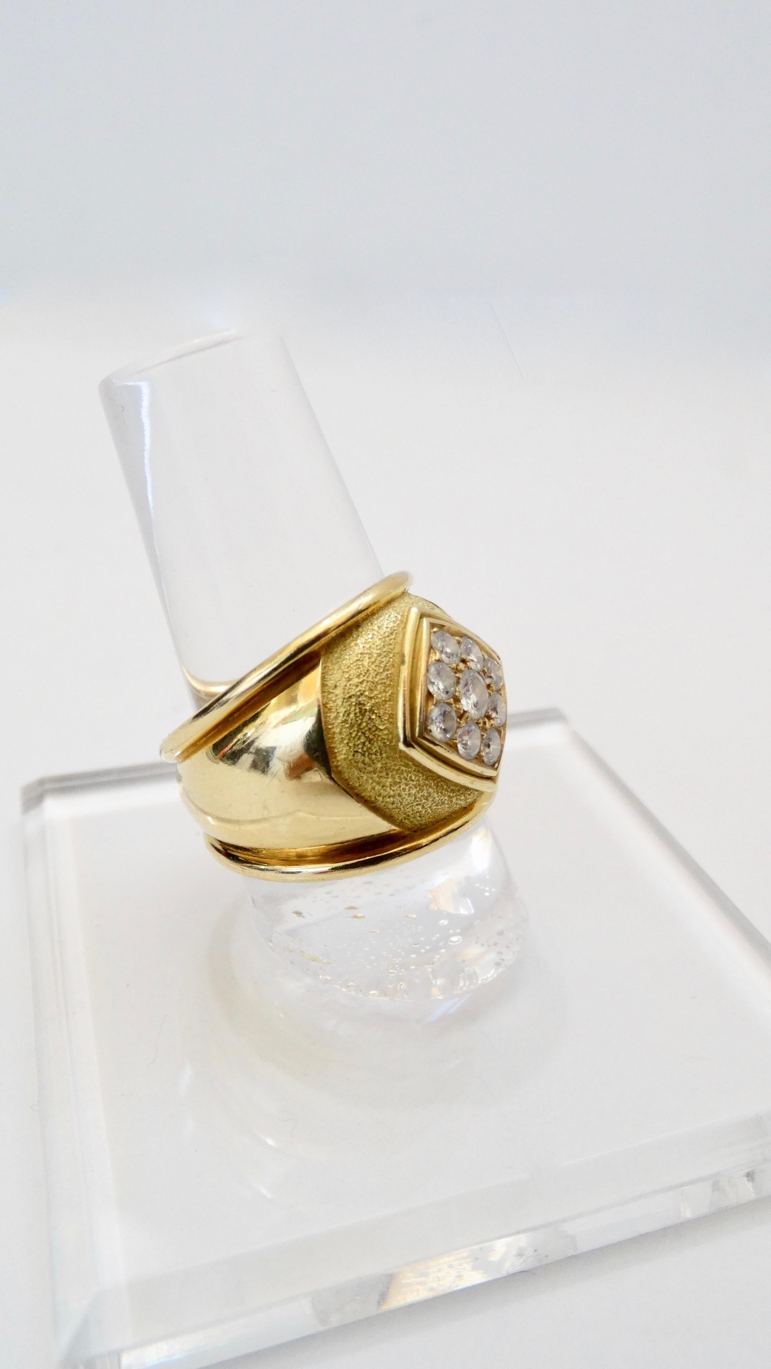 Women's or Men's Leo de Vroomen 1980s 18k Gold Ring With Diamond Cluster  For Sale
