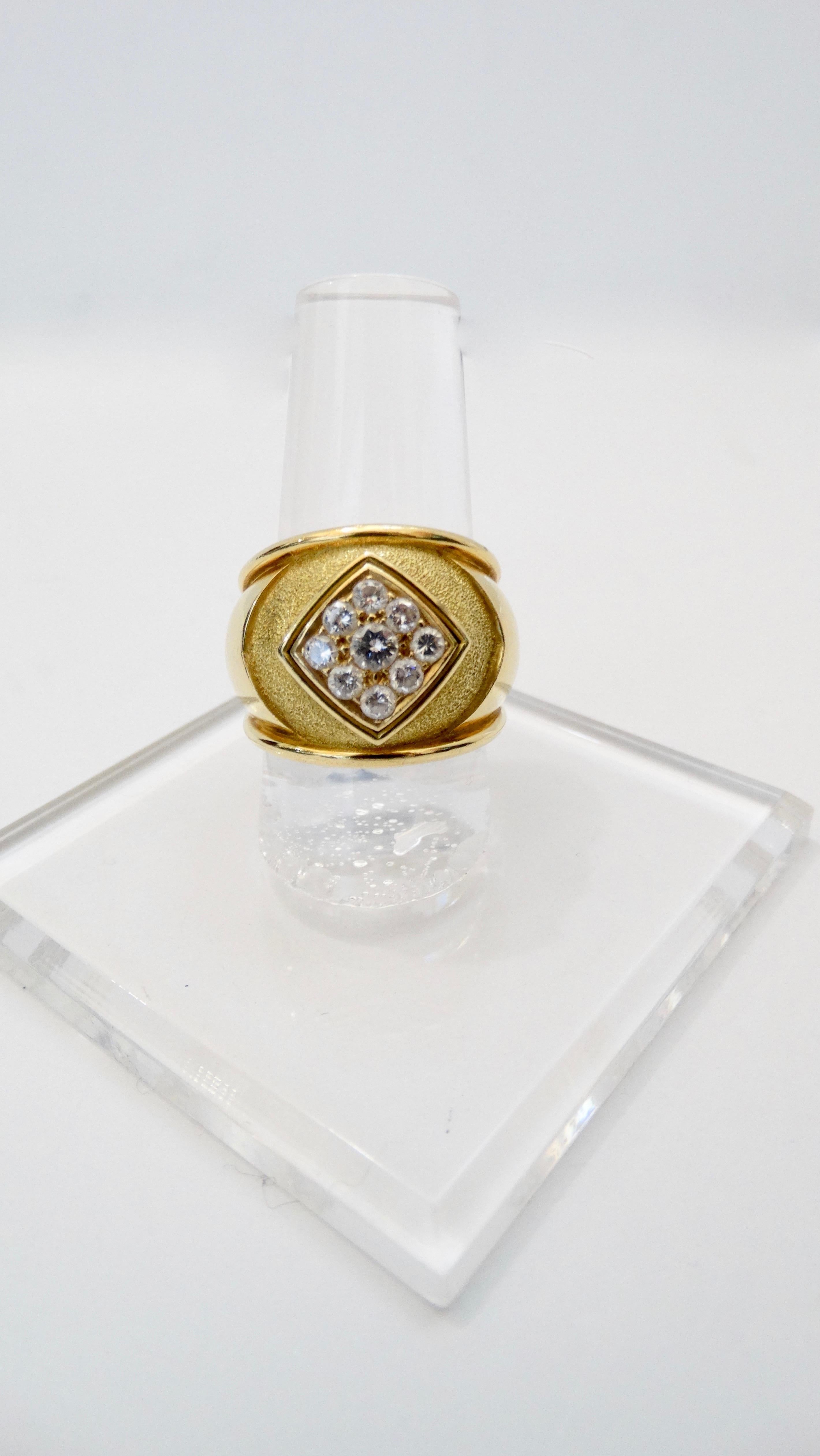 Leo de Vroomen 1980s 18k Gold Ring With Diamond Cluster  For Sale 1