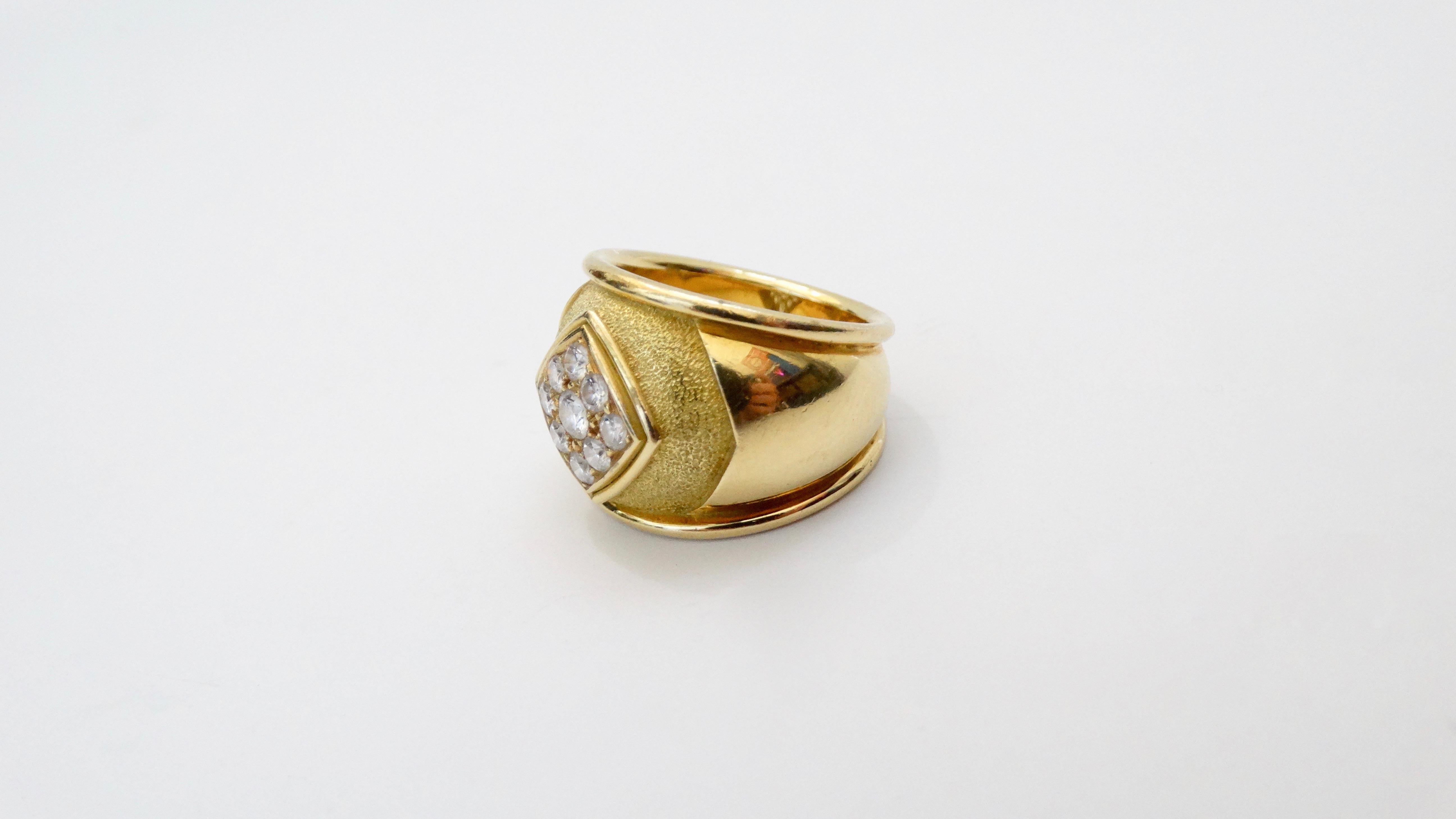 Leo de Vroomen 1980s 18k Gold Ring With Diamond Cluster  For Sale 2
