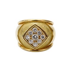Leo de Vroomen 1980s 18k Gold Ring With Diamond Cluster 