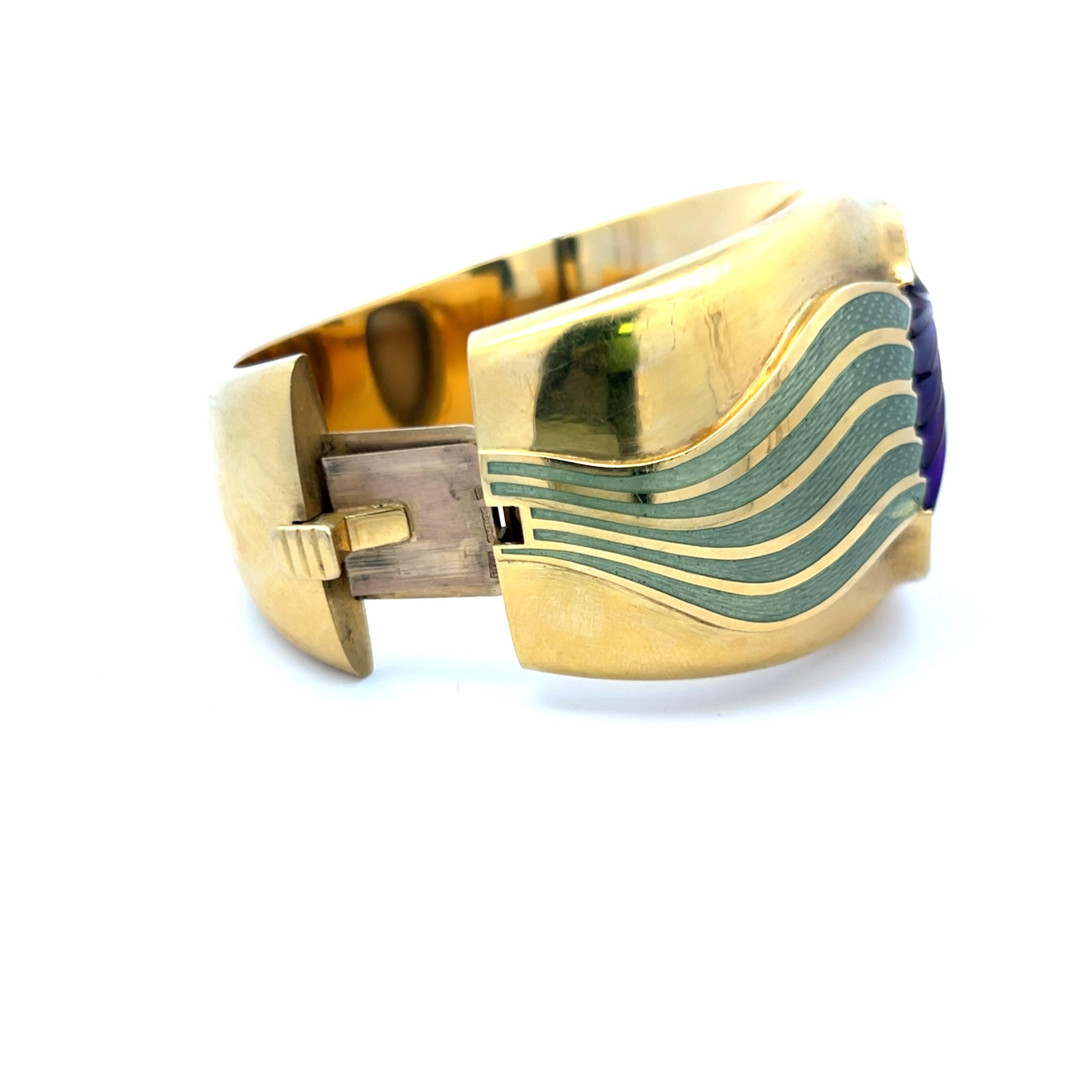 Leo De Vroomen Bracelet jonc en or jaune 18 carats avec améthystes 40,90 par 33.1 mm en vente 2