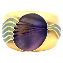 Leo De Vroomen 40.90 by 33.1MM Amethysts 18 Karat Yellow Gold Bangle Bracelet