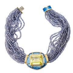 Leo de Vroomen Collana con citrino, smalto e diamanti, oro 18 carati