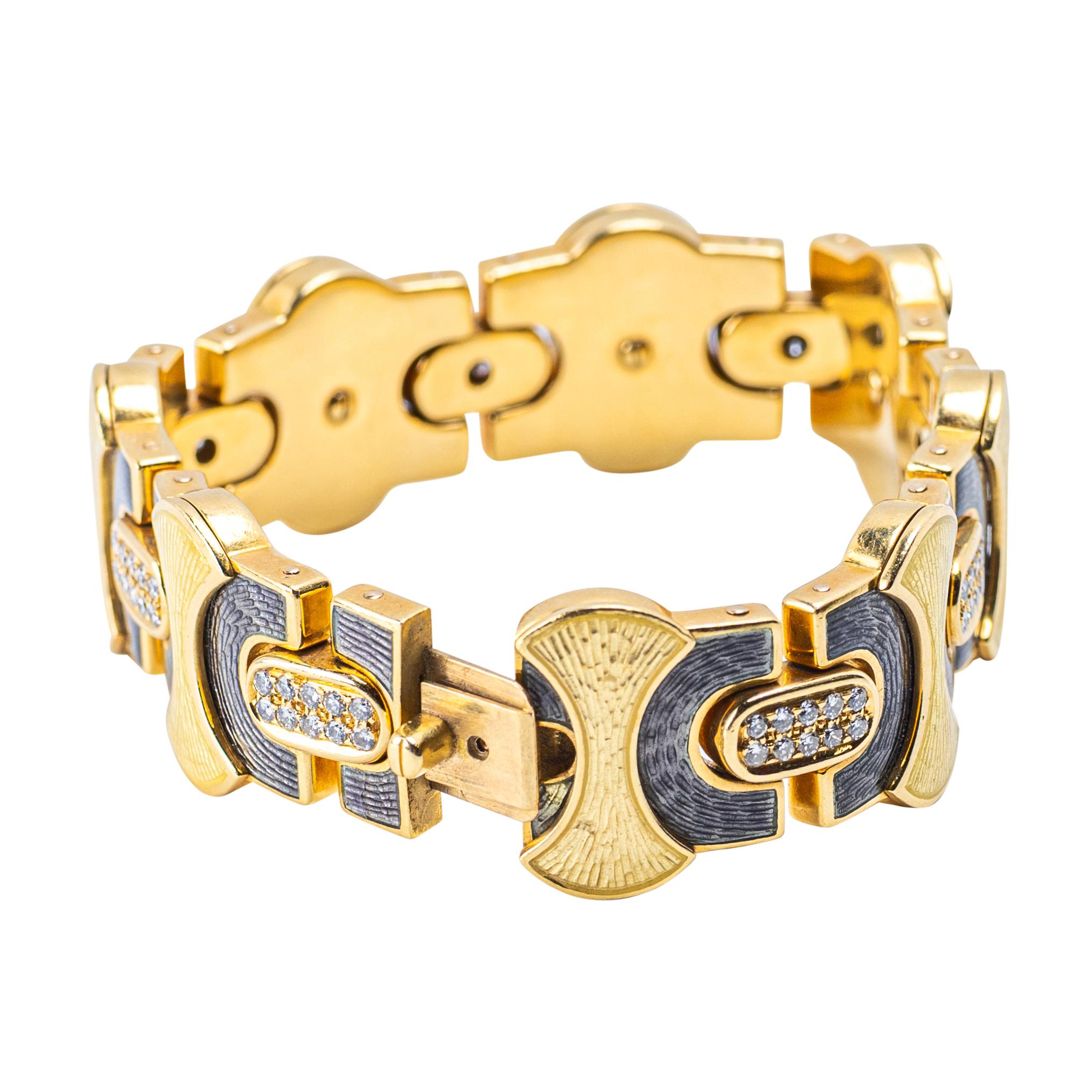 da uomo o donna Leo de Vroomen - Bracciale con smalto e diamanti in vendita