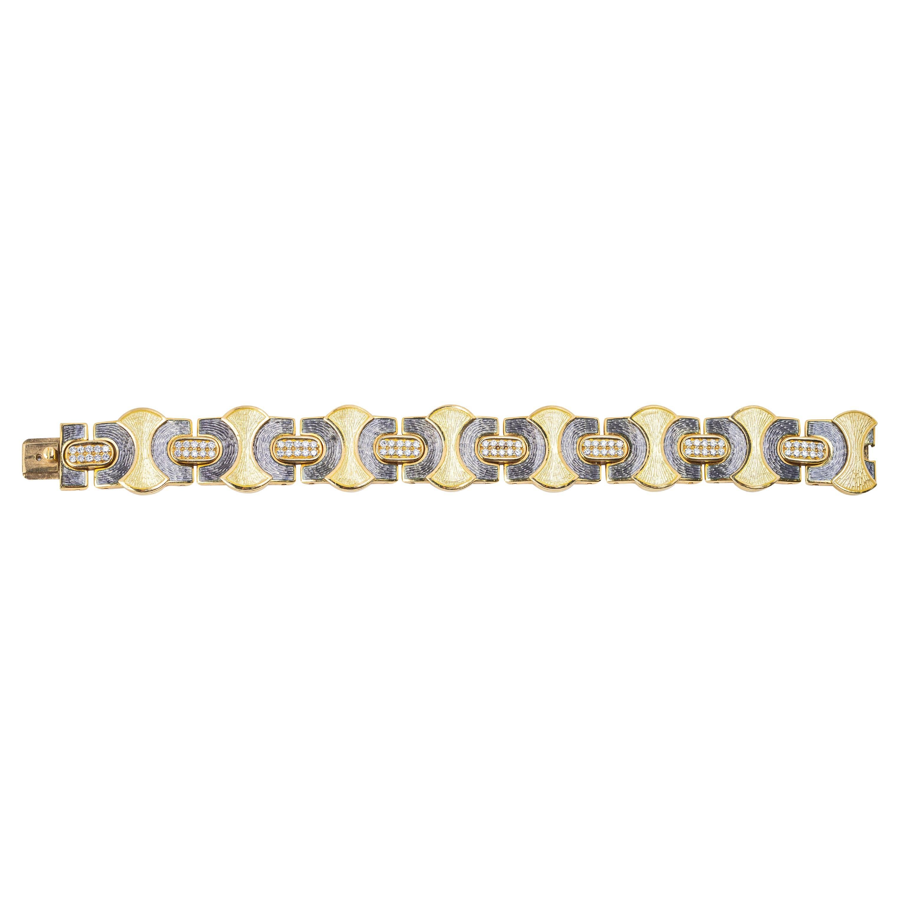 Leo de Vroomen - Bracciale con smalto e diamanti in vendita