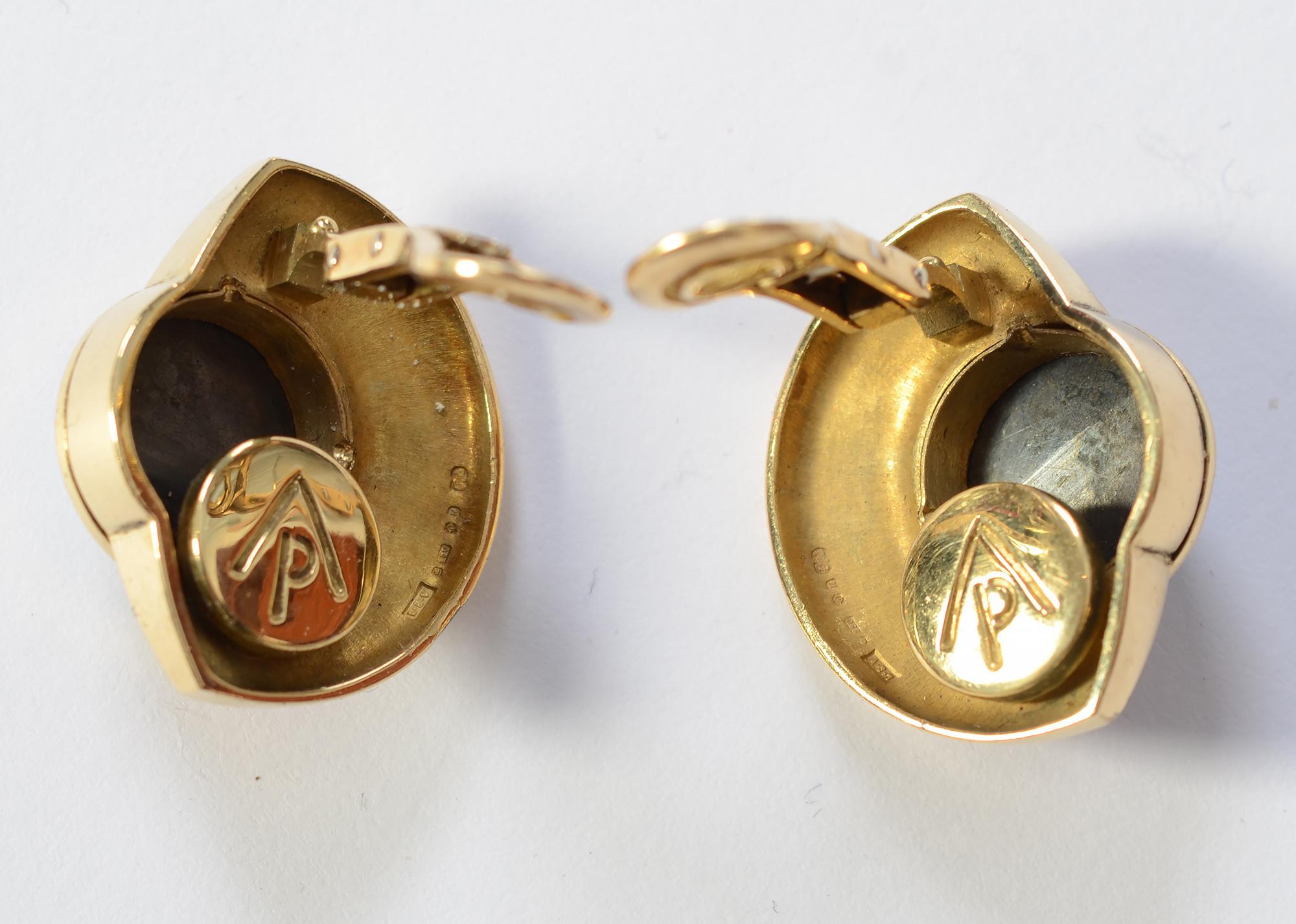 Leo De Vroomen Enamel and Hematite Earrings In Excellent Condition For Sale In Darnestown, MD
