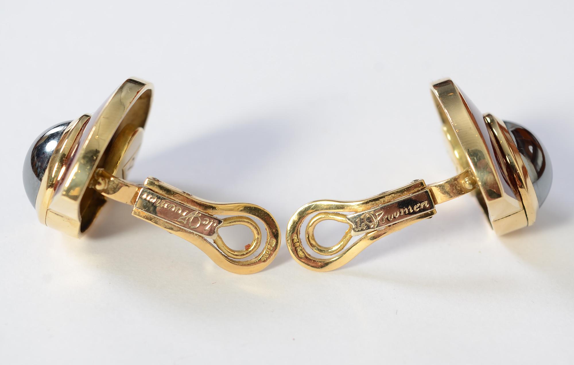 Women's or Men's Leo De Vroomen Enamel and Hematite Earrings For Sale