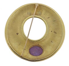 Leo de Vroomen Enamel Ruby Gold Brooch Pin