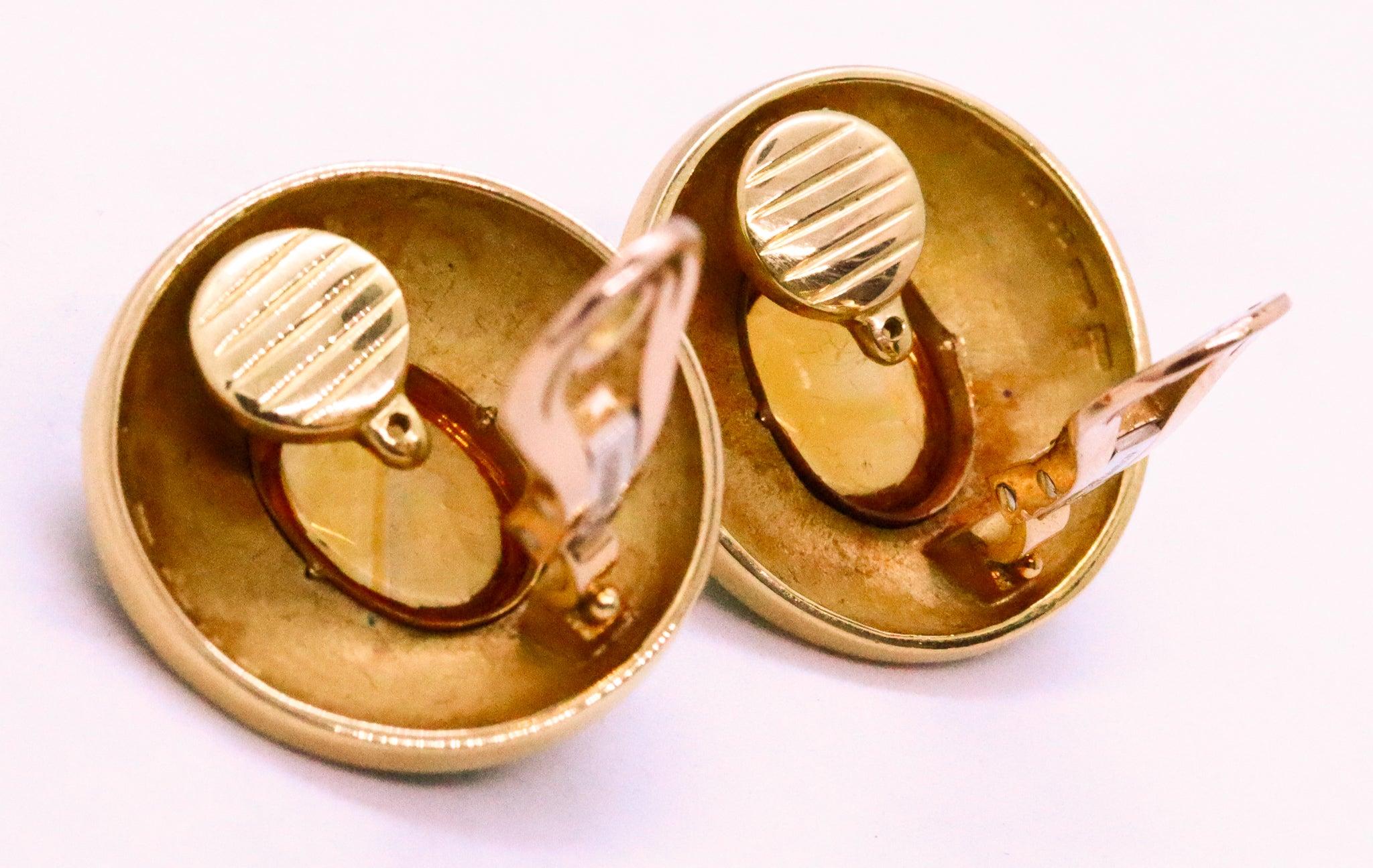Women's LEO DE VROOMEN London Enameled Clip Earrings 18Kt Yellow Gold & 14 Cts Citrines For Sale