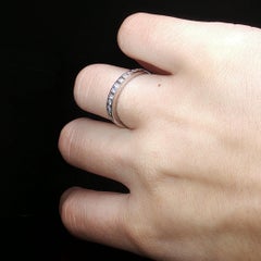 Leo Diamond 14K White Gold Channel Set Diamond Wedding Band Ring Size 5.5 Estate