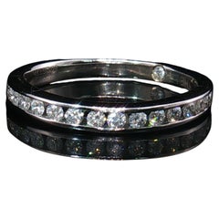 Leo Diamond 14K White Gold Channel Set Diamond Wedding Band Ring Size 5.5 Estate