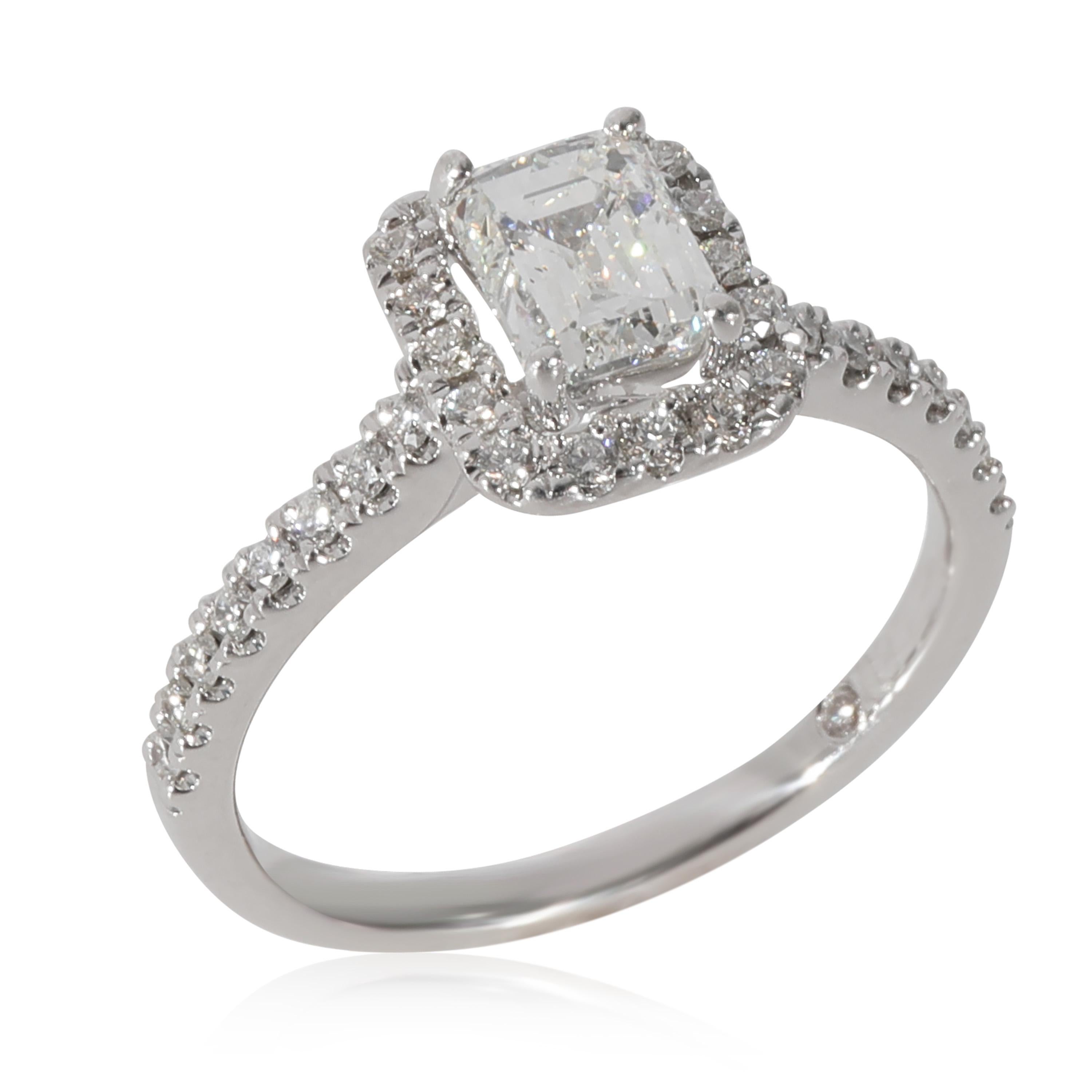 Leo Diamant-Smaragd-Halo-Verlobungsring aus 14k Weißgold H SI2 1,00 Karat (Smaragdschliff)
