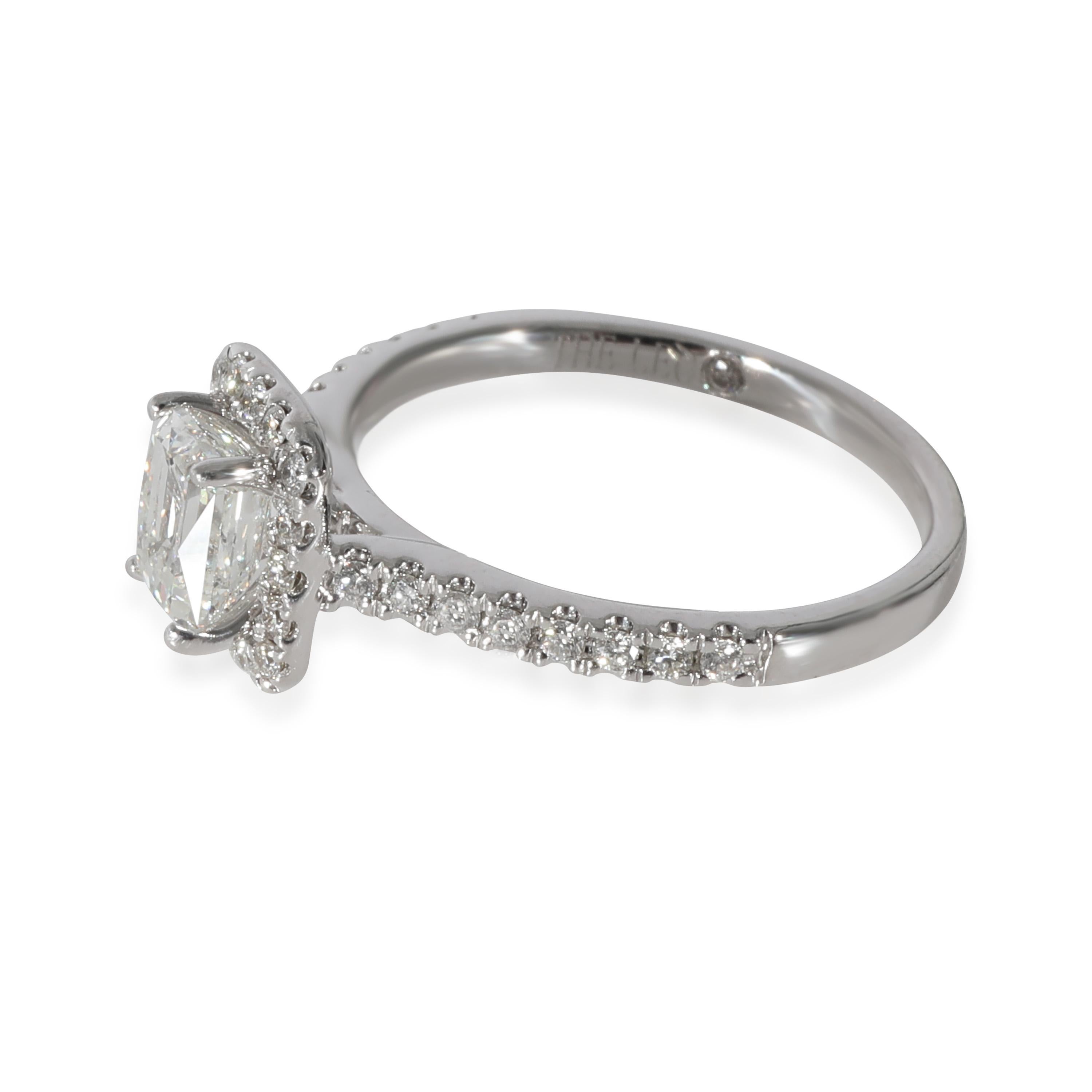 Leo Diamant-Smaragd-Halo-Verlobungsring aus 14k Weißgold H SI2 1,00 Karat im Zustand „Hervorragend“ in New York, NY