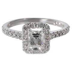 Leo Diamond Emerald Halo Engagement Ring in 14k White Gold H SI2 1.00ctw