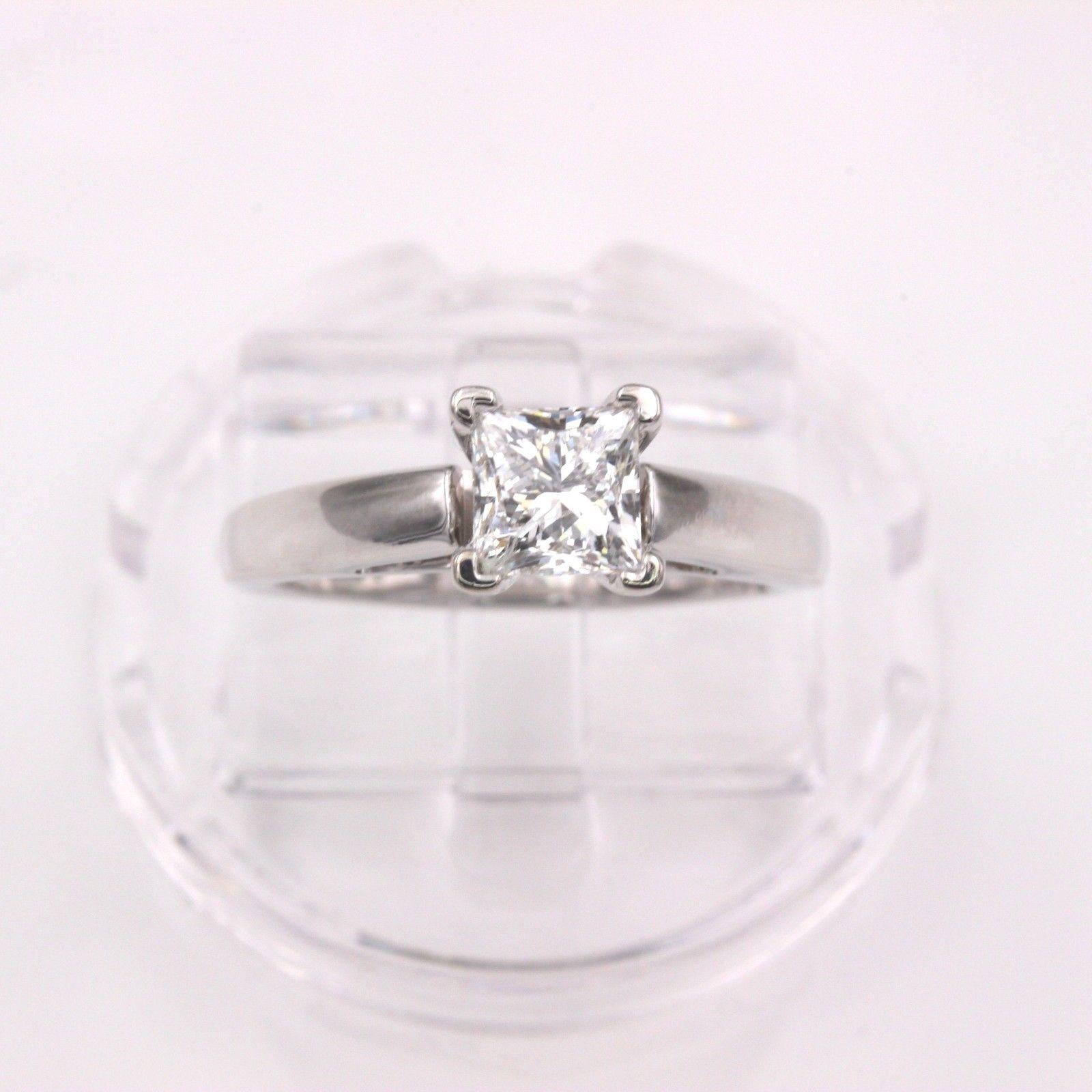 Diamant-Verlobungsring Prinzessin 0,72 Karat H SI1 14 Karat Weißgold (Carréschliff) im Angebot