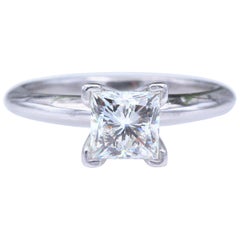 Leo Diamond Engagement Ring Princess 0.95 Carat I VS1 14 Karat Gold Certificates