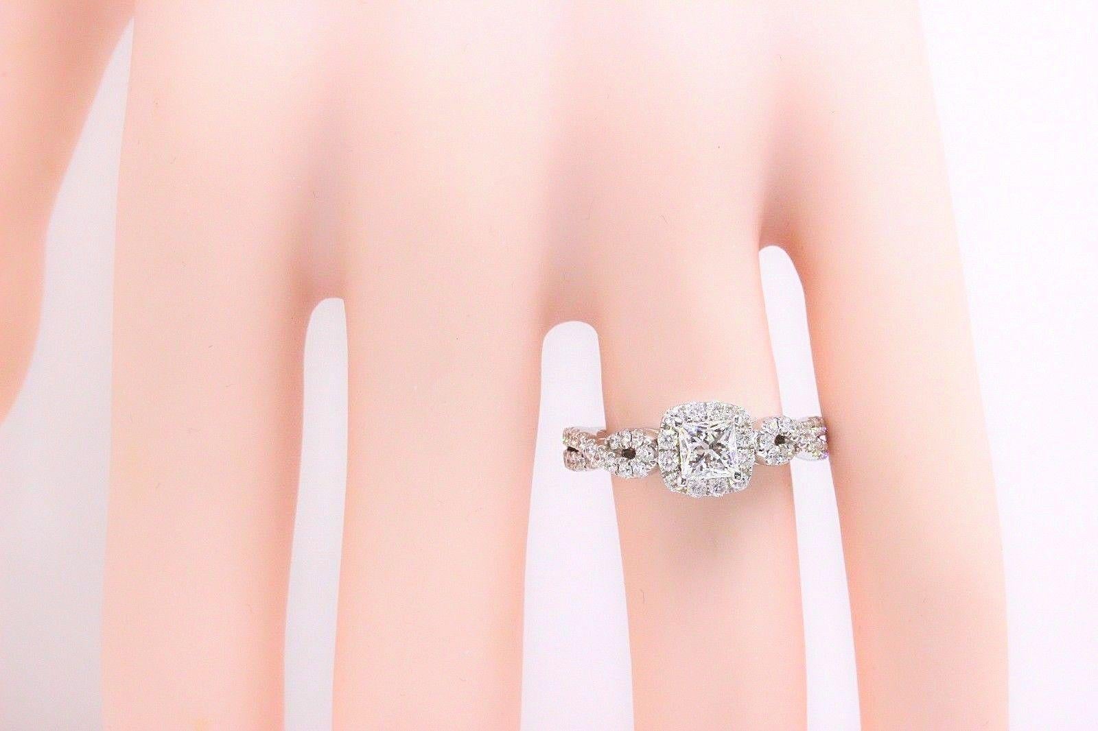 Leo Diamond Engagement Ring Princess 1.22 TCW Twist Diamond Band 14k White Gold For Sale 4