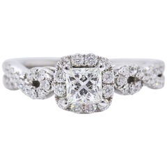 Used Leo Diamond Engagement Ring Princess 1.22 TCW Twist Diamond Band 14k White Gold