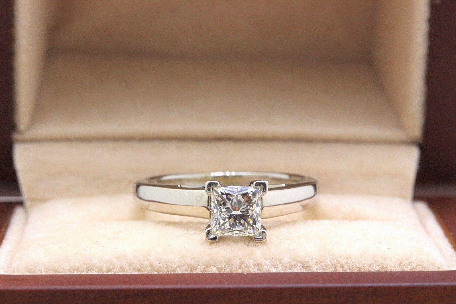 Leo Bague de fiançailles en or blanc 14 carats avec diamant taille princesse 0,75 carat I SI1 en vente 8