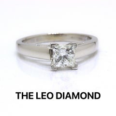 Leo Diamond Engagement Ring Princess Cut 0.75 cts I SI1 14k White Gold