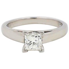 Leo Diamond Engagement Ring Princess Cut 0.75 cts I SI1 14k White Gold
