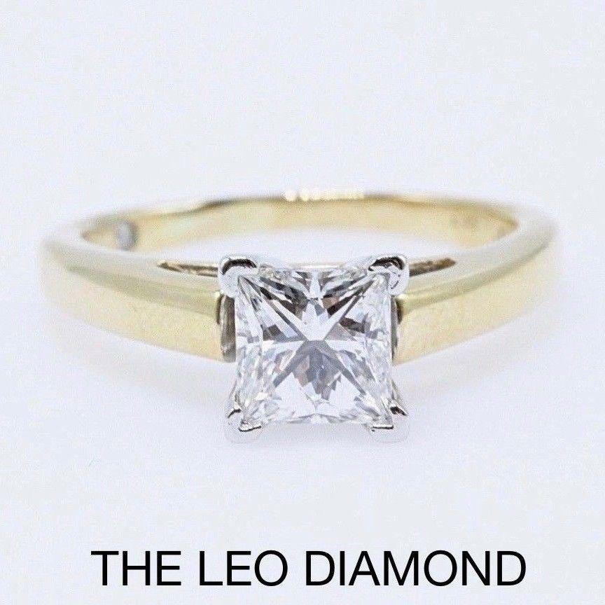 The Leo Diamond
Style: Solitaire 
Serial Number: LEO-27617S
Metal: 14KT Yellow Gold & Platinum 
Total Carat Weight: 0.97 CTS
Diamond Shape: Square Modified Brilliant 
Diamond Color & Clarity: I / SI1 
Size:  6.75 ( Sizable )
Includes:
-Diamond