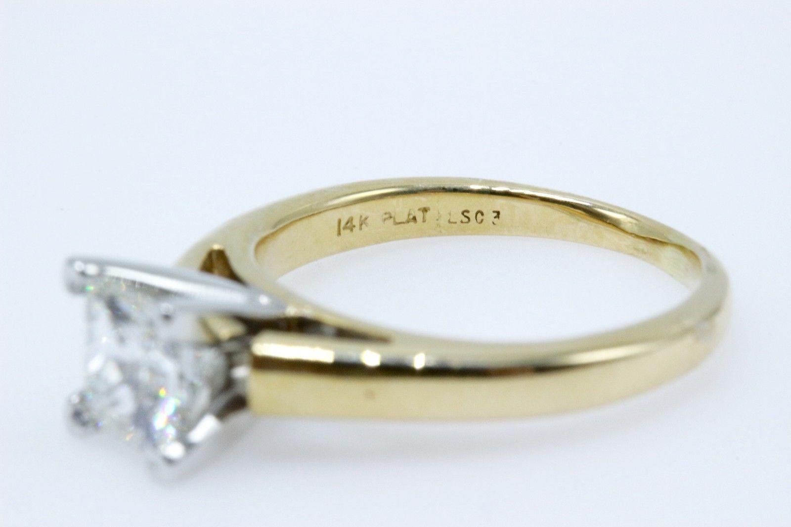 Leo Bague de fiançailles en or jaune 14 carats avec diamants taille princesse de 0,97 carat Pour femmes en vente
