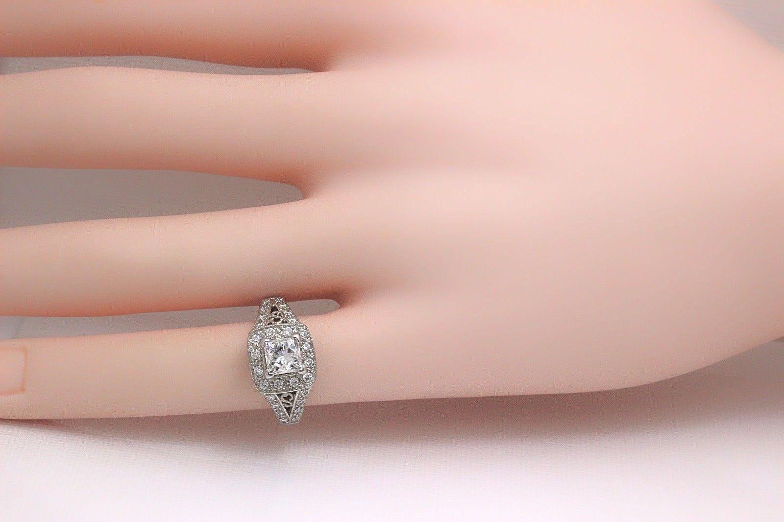 Leo Diamond Engagement Ring Princess Cut 1.32 TCW 14K White Gold Certificate 4