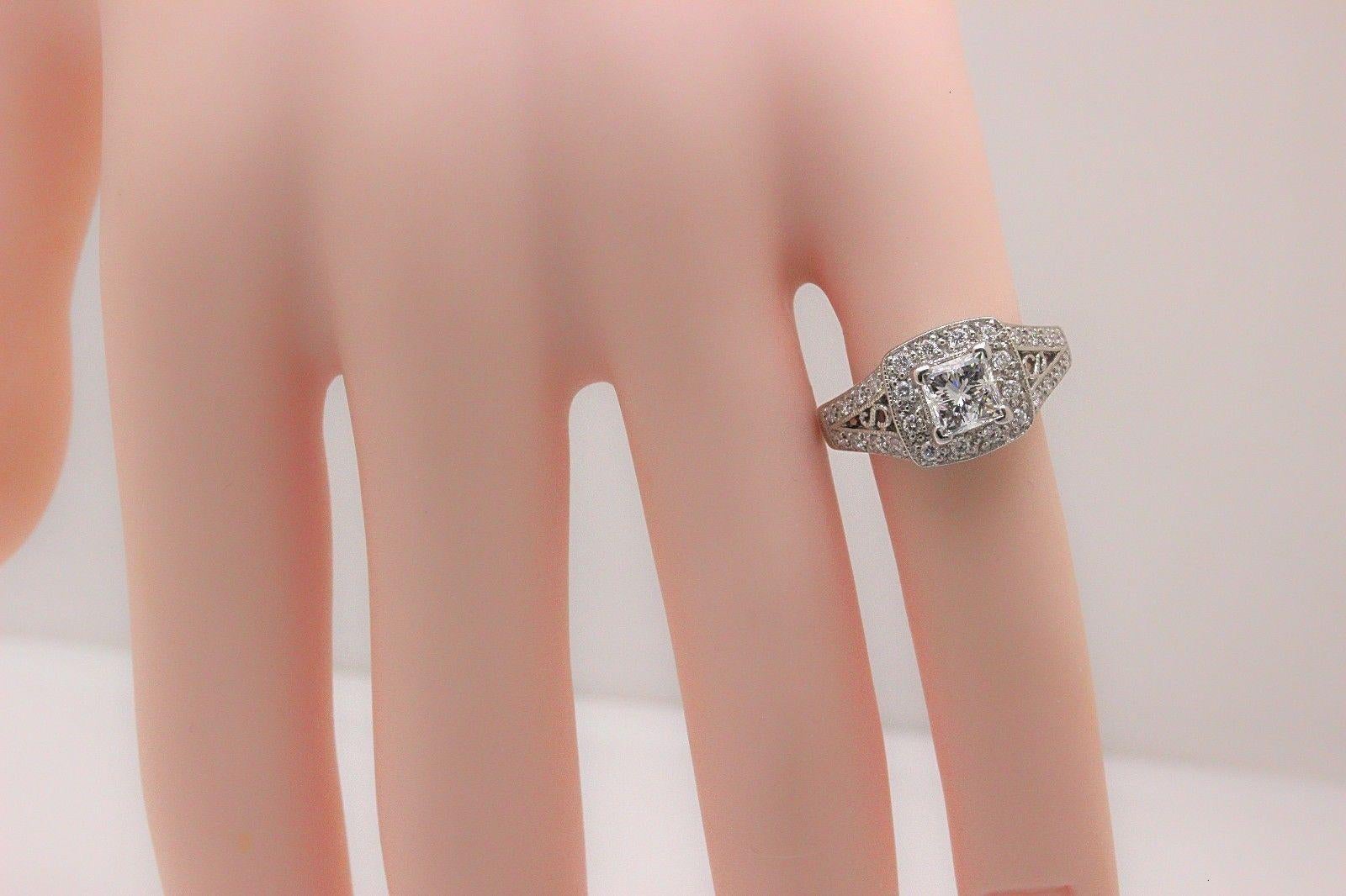 Leo Diamond Engagement Ring Princess Cut 1.32 TCW 14K White Gold Certificate 5
