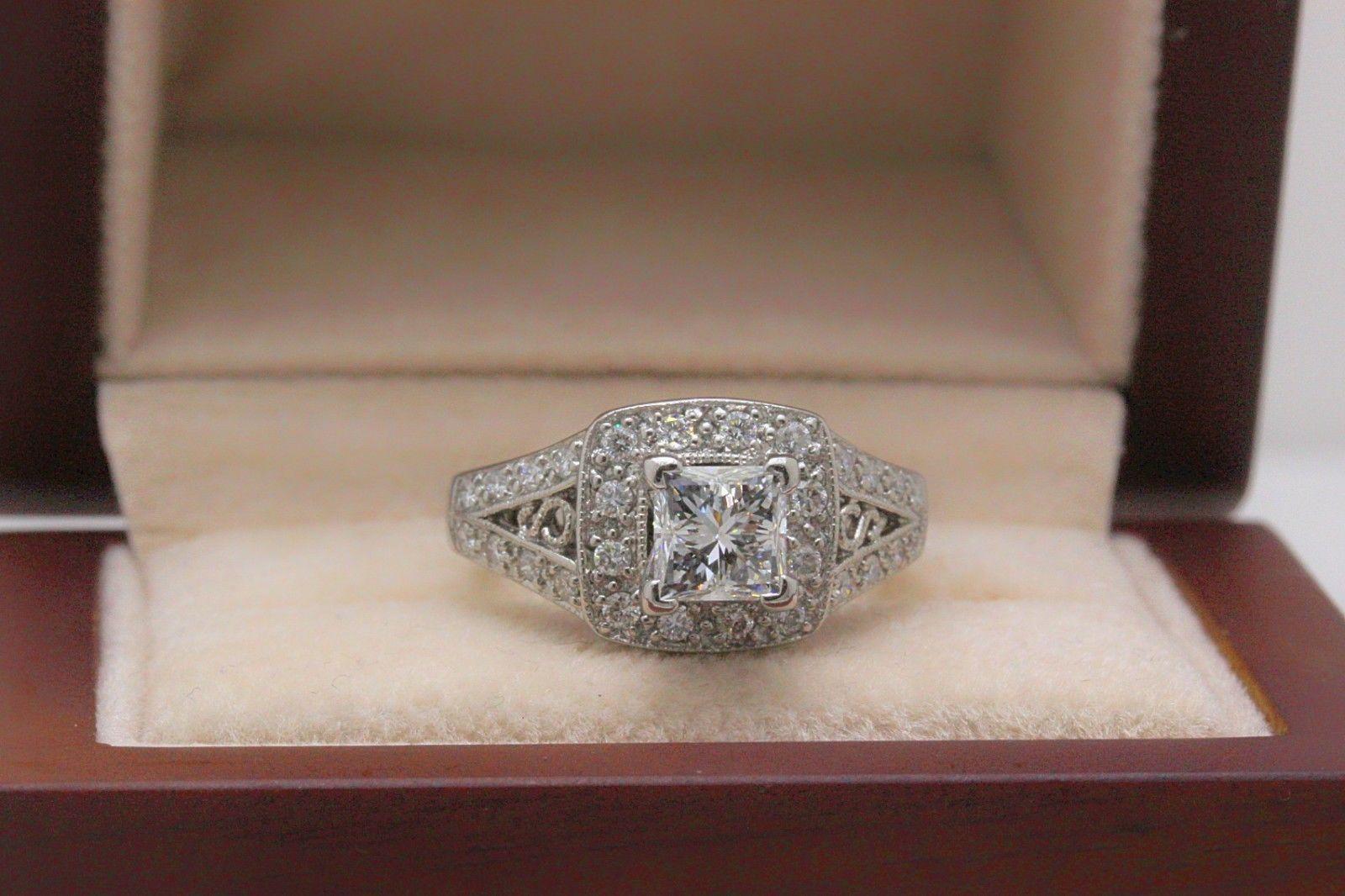 Leo Diamond Engagement Ring Princess Cut 1.32 TCW 14K White Gold Certificate 6