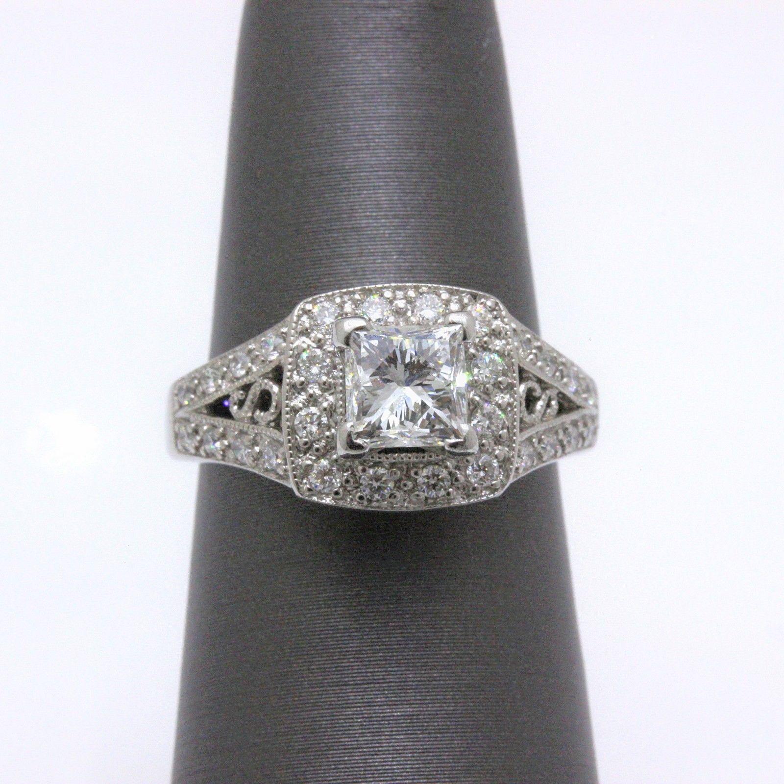 Leo Diamond Engagement Ring Princess Cut 1.32 TCW 14K White Gold Certificate 2