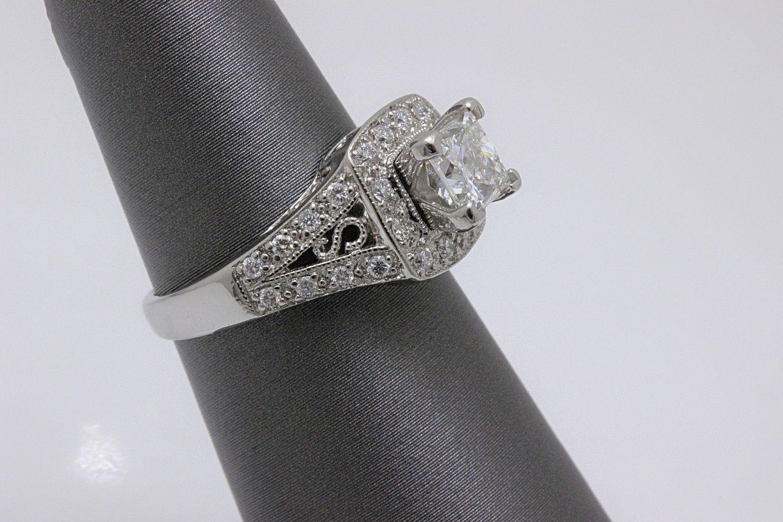 Leo Diamond Engagement Ring Princess Cut 1.32 TCW 14K White Gold Certificate 3