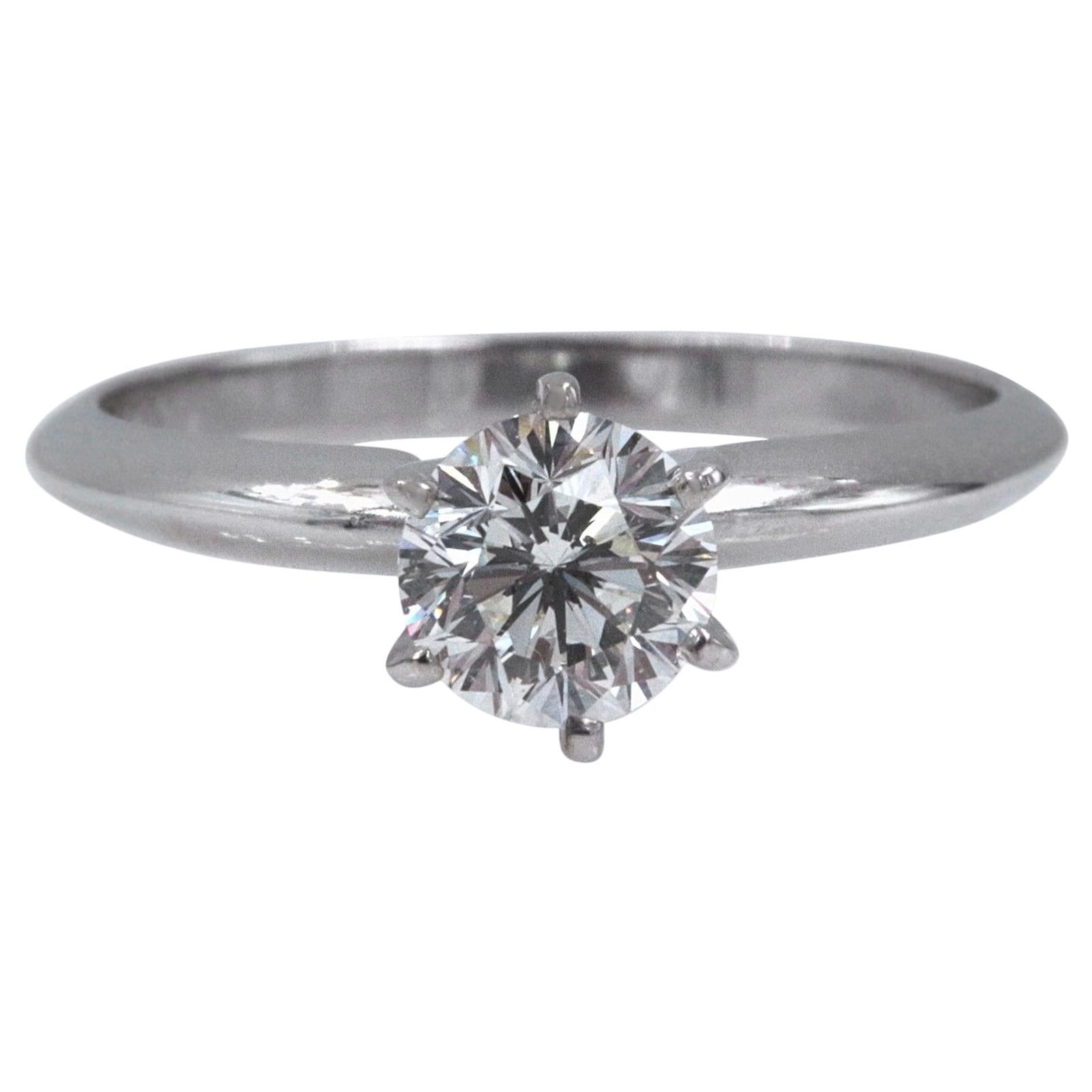 LEO Diamond Engagement Ring Round 0.69 Carat I VS2 14 Karat White Gold For Sale