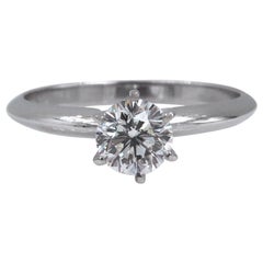 Used LEO Diamond Engagement Ring Round 0.69 Carat I VS2 14 Karat White Gold