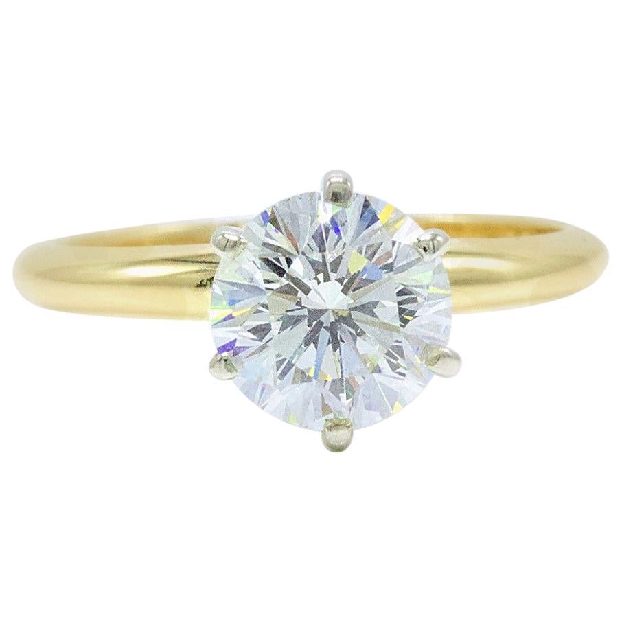 Leo Diamond Engagement Ring Round 1.57 Carat I VS2 in 14 Karat Gold IGI Report For Sale