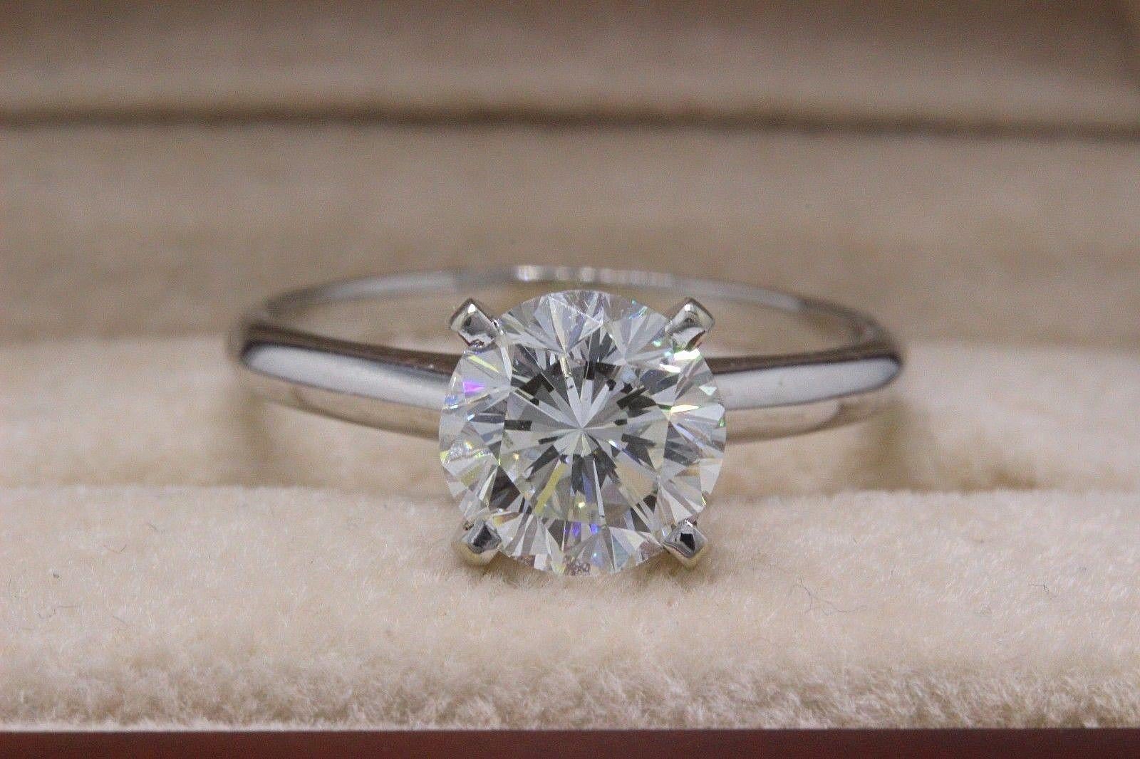 Leo Diamond Engagement Ring Round 1.97 CTS H SI1 14KT White Gold w/Papers For Sale 3