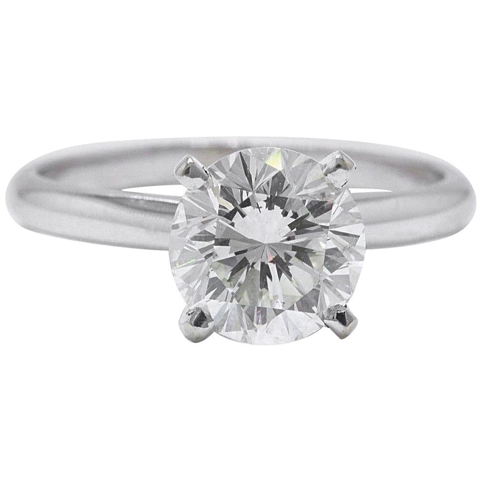 Leo Diamond Engagement Ring Round 1.97 CTS H SI1 14KT White Gold w/Papers For Sale