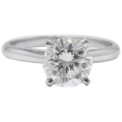 Used Leo Diamond Engagement Ring Round 1.97 CTS H SI1 14KT White Gold w/Papers