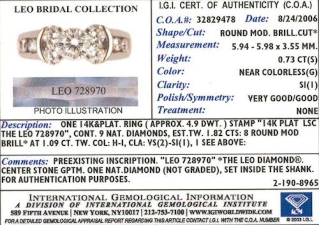 Verlobungsring mit 1,82 Karat Diamant im Rundschliff aus 14 Karat Weißgold im Zustand „Hervorragend“ im Angebot in San Diego, CA