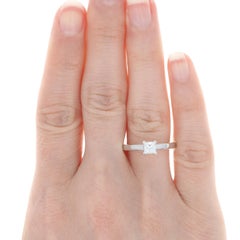 LEO Diamond Ring White Gold and Platinum, 14 Karat LEO Princess .53 Carat