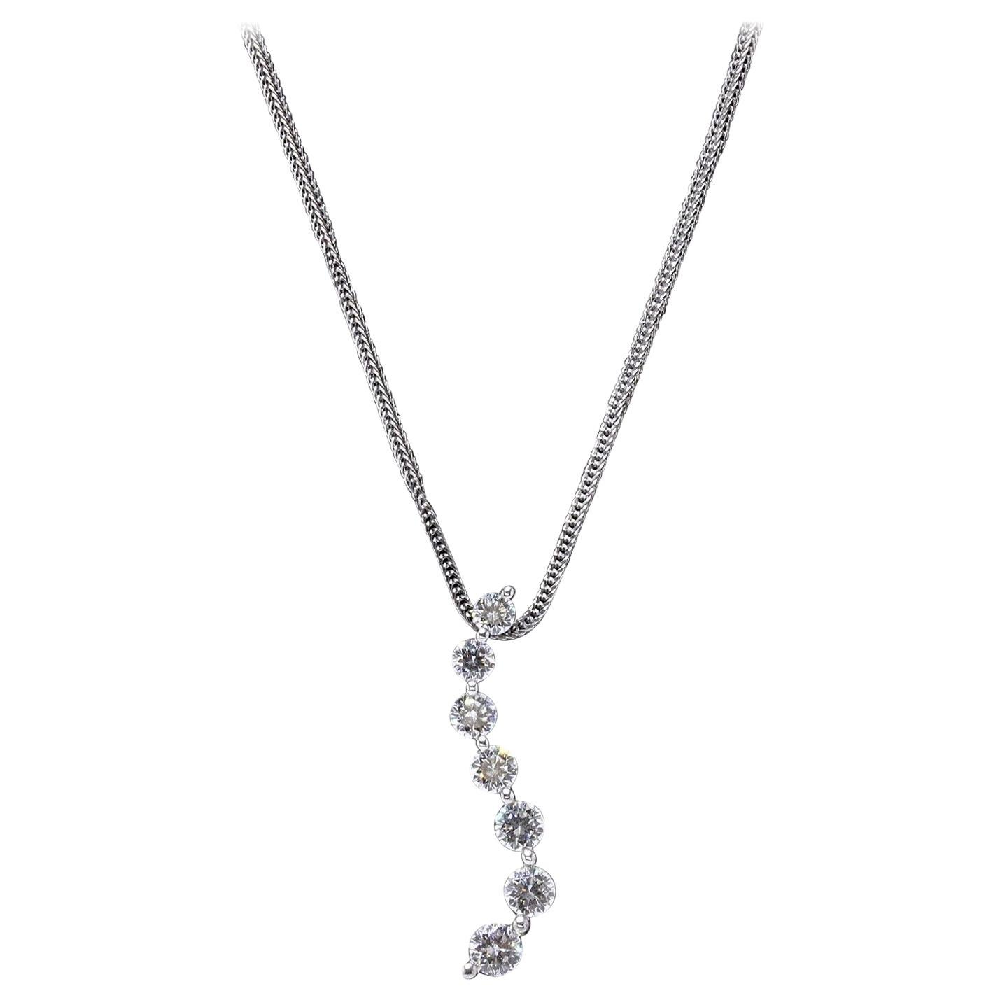 Leo Diamond Journey Necklace Pendant 0.61 Carat Set in 14 Karat White Gold