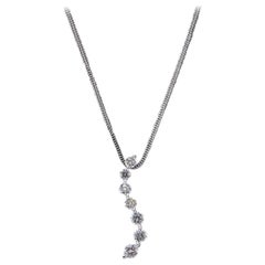 Used Leo Diamond Journey Necklace Pendant 0.61 Carat Set in 14 Karat White Gold