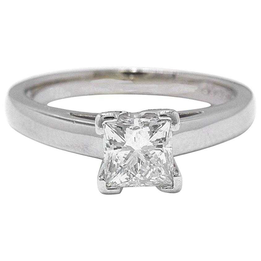 Leo Diamond Princess Cut 0.95 Carat H SI1 Solitaire Ring 14 Karat White Gold