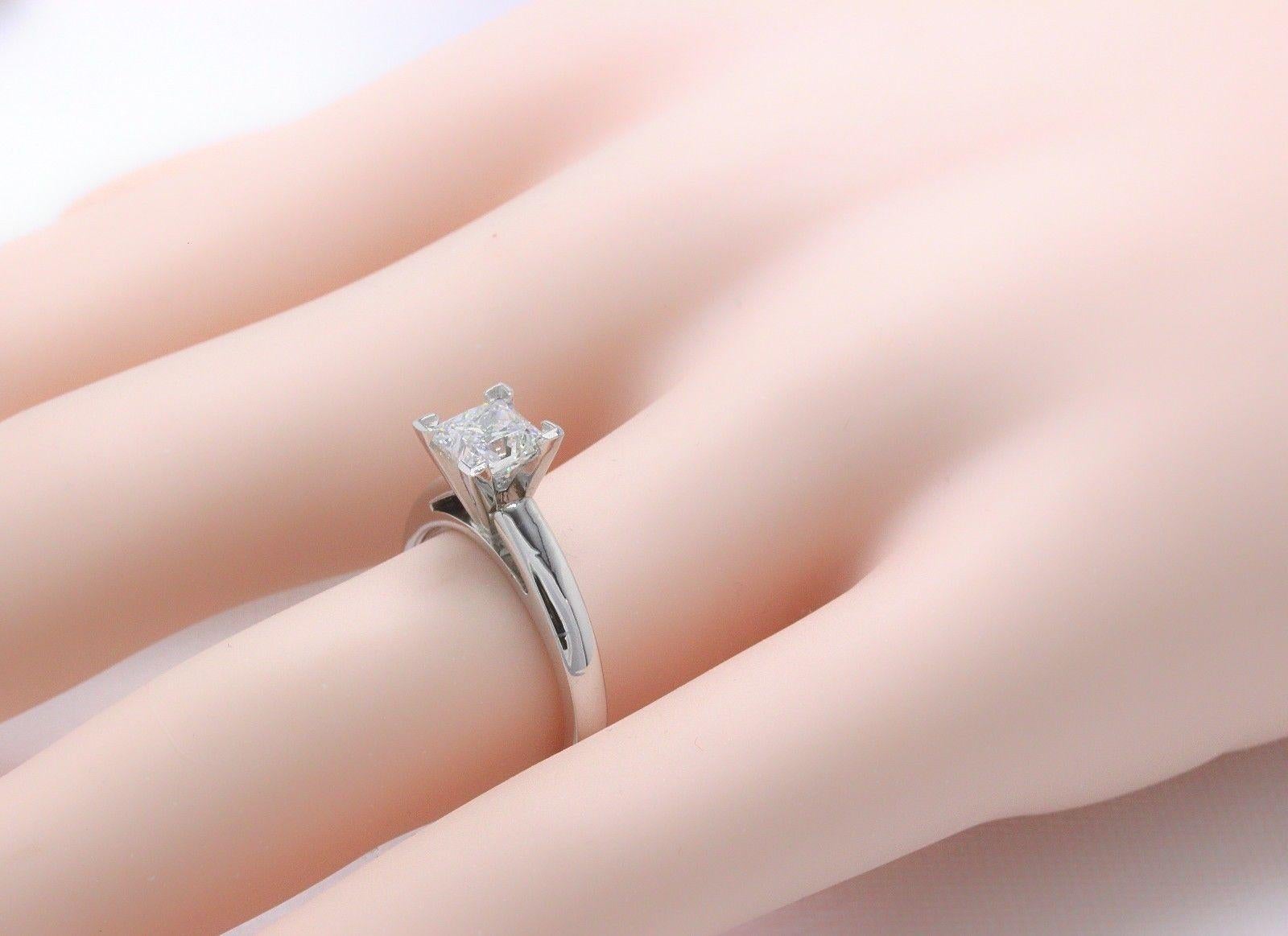 Leo Diamond Princess Cut 1.01 CT D VS1 Solitaire Engagement Ring 14K White Gold For Sale 3