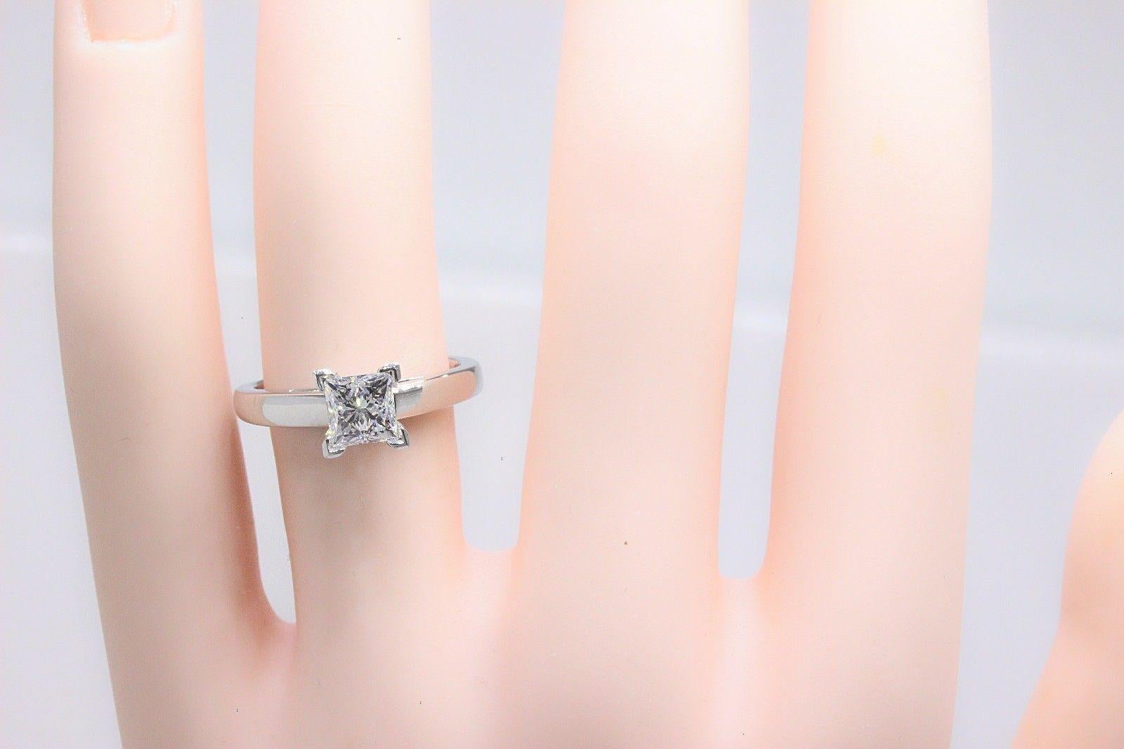 Leo Diamond Princess Cut 1.01 CT D VS1 Solitaire Engagement Ring 14K White Gold For Sale 2